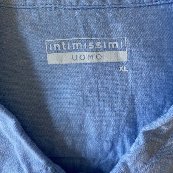 INTIMISSIMI Uomo Light Blue Linen/Cotton Button Up Shirt XL - Picture 12 of 14